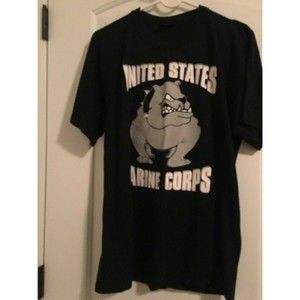 USMC United States Marine Corps Unisex Adult Graphic T-Shirt Size Large Black